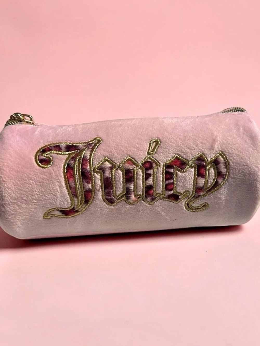 Juicy Couture Velour Barrel Cosmetic Case Pink